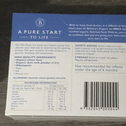 bellamy organic milk rusk