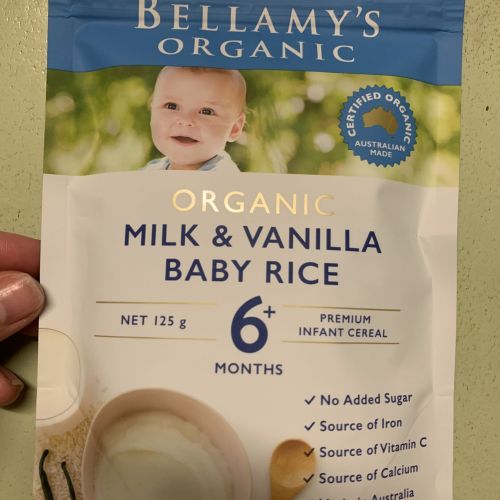 bellamy's organic milk and vanilla baby rice